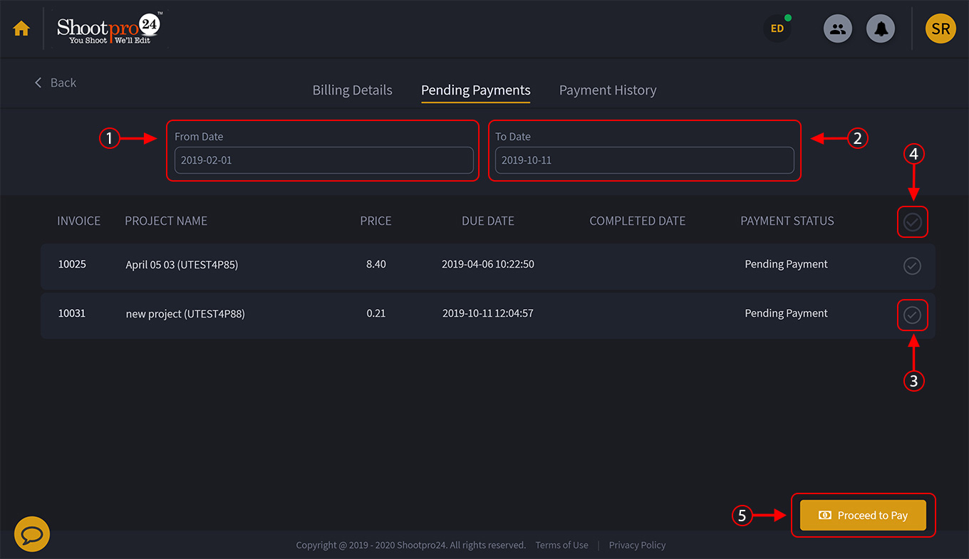 Pending Payment Option